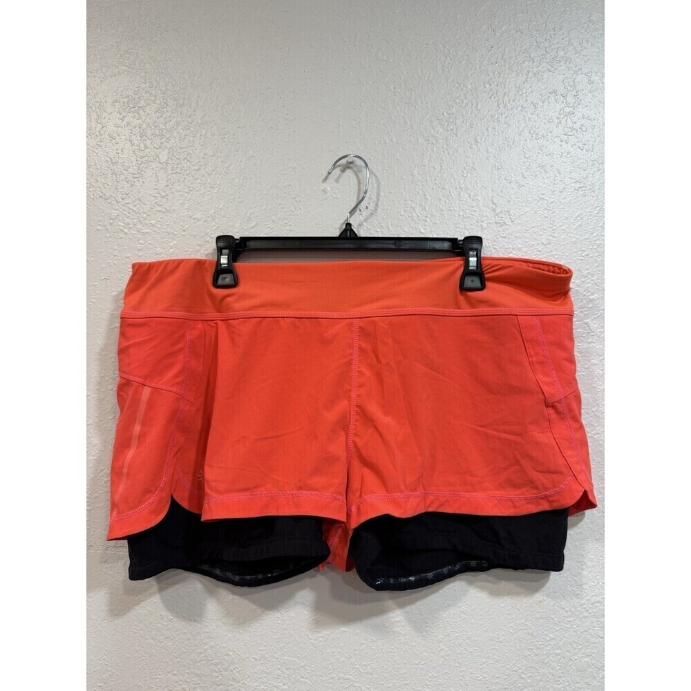 Athleta Women's Orange Black Pulse Shortie 2 in 1 Shorts Size Xl